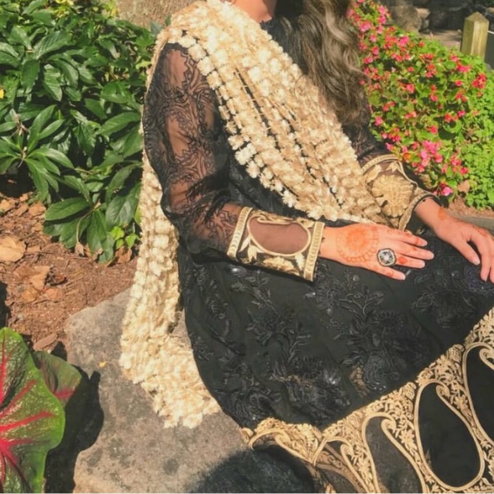 Elegant Black and Gold Embroidered Dress Pakistani